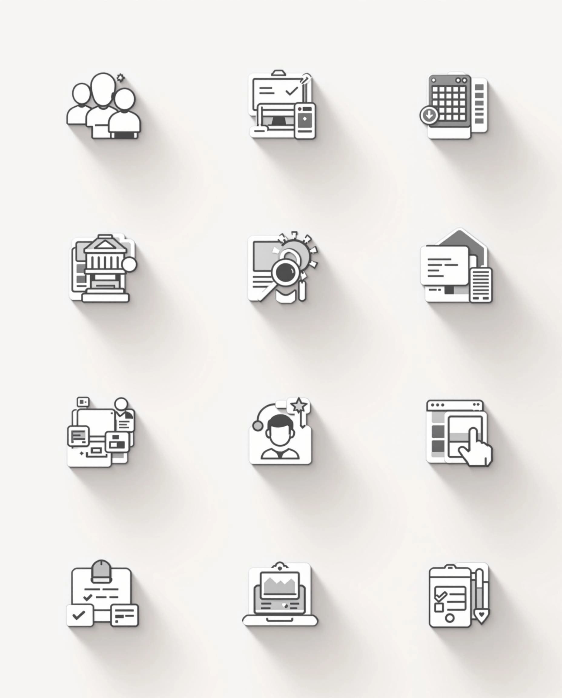 Icons representing payroll, compliance and contractor services